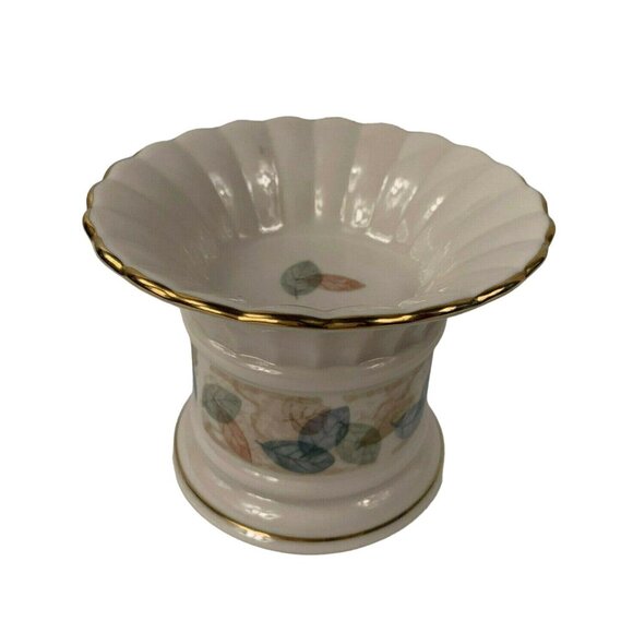 Lenox Natures Impressions Pillar Candle Holder Drifting Leaves USA 3 1/2 Inches - Picture 1 of 10